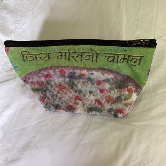 Repurposed Nepalese Rice Bag Makeup Bag - Picture 2 of 4